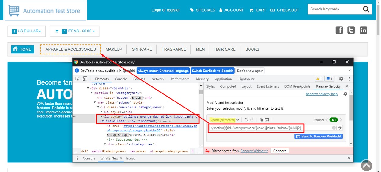 Locadores: xpath
